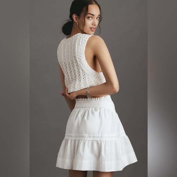 NWT! Anthropologie White Maeve Somerset Mini Skirt - Size XL 🎶 - Picture 3 of 8
